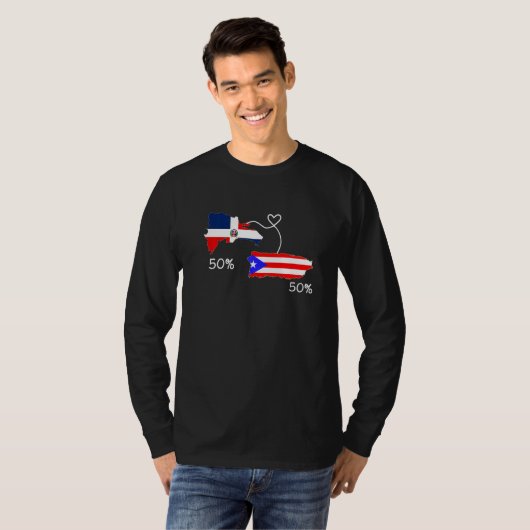Half Puerto Rican Half Dominican Flag Map Combined T-shirt (Voorkant volledig)
