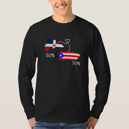 Half Puerto Rican Half Dominican Flag Map Combined T-shirt (Voorkant)