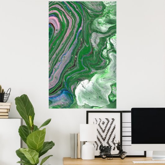 Half Ring Green Fluffy Abstracte Kunst Poster Prin (Thuiskantoor)