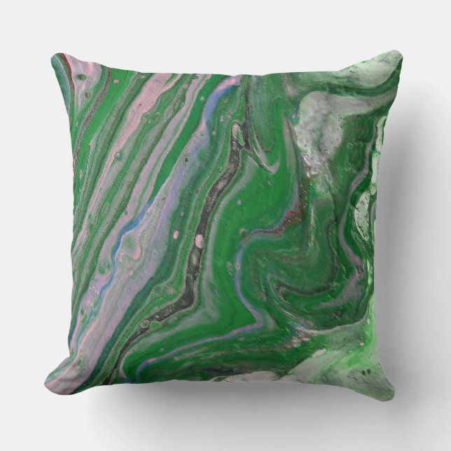 Half Ring Groen Fluffy Abstract Accent Kussen (Voorkant)