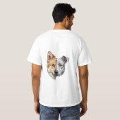 Half Robotische Hondengezicht T-shirt (Achterkant volledig)
