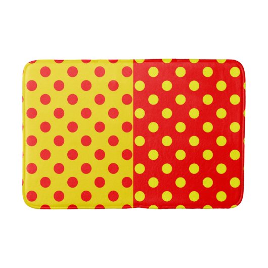 Half rode gele stippen patroon ontwerp badmat (Voorkant)