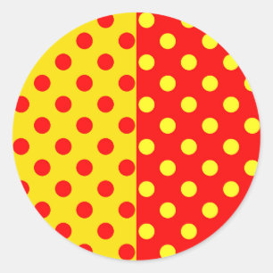 Half rode gele stippen patroon ontwerp ronde sticker