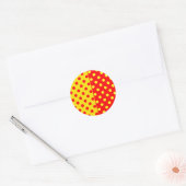 Half rode gele stippen patroon ontwerp ronde sticker (Envelop)