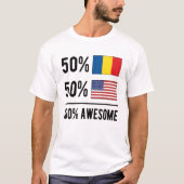 Half Romanian Half American Flag Romania USA T-shirt (Voorkant)