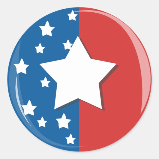 Half rood half blauw met witte sterren ronde sticker (Voorkant)