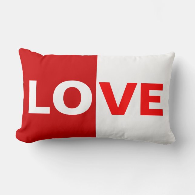 Half rood / half wit liefde kussen (Voorkant)