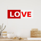 half rood/half wit liefdeswoord poster (Keuken)