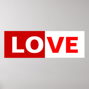 half rood/half wit liefdeswoord poster