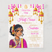 Half Saree ceremonie budget uitnodigen schattig in (Voorkant)