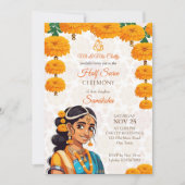 Half Saree ceremonie schattig indiase meisje met g Kaart (Voorkant)