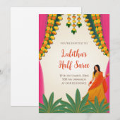Half Saree feest digitale uitnodigingen (Voorkant / Achterkant)