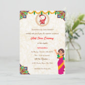 Half Saree Ritu Kala Samskara Kaart (Staand voorkant)