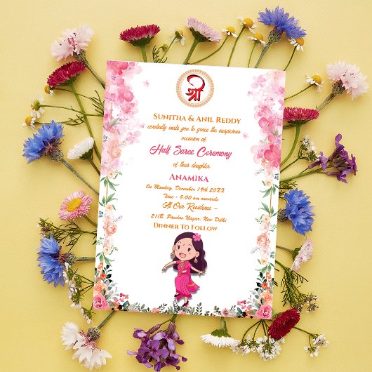 Half Saree Ritu Kala Samskara Uitnodiging