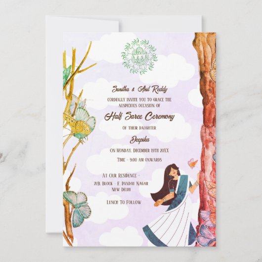 Half Saree Ritu Kala Samskara Vlinder Kaart (Voorkant)