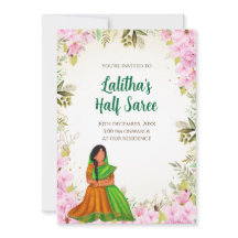 Half Saree uitnodiging Indiase Saree-functie uitno