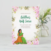 Half Saree uitnodiging Indiase Saree-functie uitno (Staand voorkant)