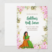 Half Saree uitnodiging Indiase Saree-functie uitno (Voorkant / Achterkant)