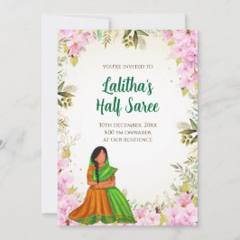 Half Saree uitnodiging Indiase Saree-functie uitno