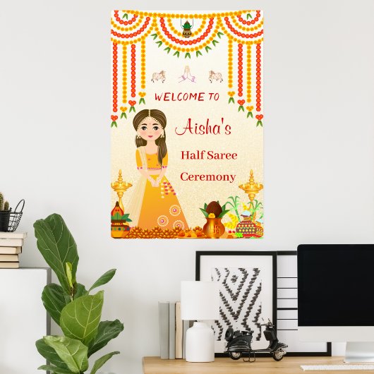 Half Saree welkomstbord Halff sari Welkom poster (Thuiskantoor)