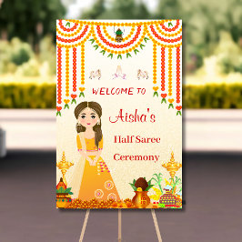 Half Saree welkomstbord Halff sari Welkom poster