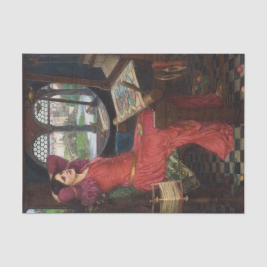 Half-Sick of Shadows door John William Waterhouse Tissuepapier (Voorkant)