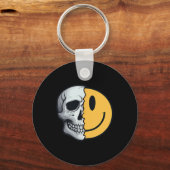 Half Skull Smile Face Rave Skeleton 70s 80s 90s Ta Sleutelhanger (Voorkant)