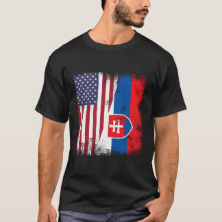 Half Slowaakse vlag - Slowakije Verenigde Staten T-shirt