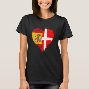 Half Spaans Half Deens A Spanje Denemarken Vlag in T-shirt