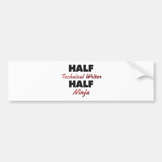 Half technisch schrijver Half Ninja Bumpersticker (Voorkant)