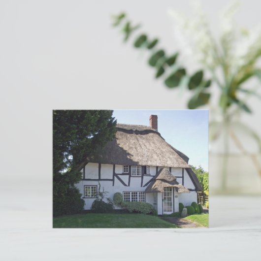 Half-Timbered Thatched Briefkaart van de Katoen (Staand voorkant)