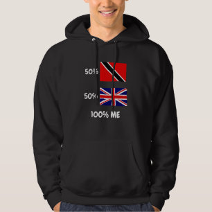 Half Trini Trinidad en Tobago Half Britse vlag tro Hoodie