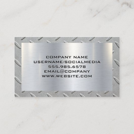 Half Truck-logo | Metalen borstel | Stalen rand Visitekaartje (Achterkant)