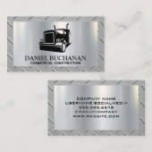 Half Truck-logo | Metalen borstel | Stalen rand Visitekaartje (Voorkant / Achterkant)