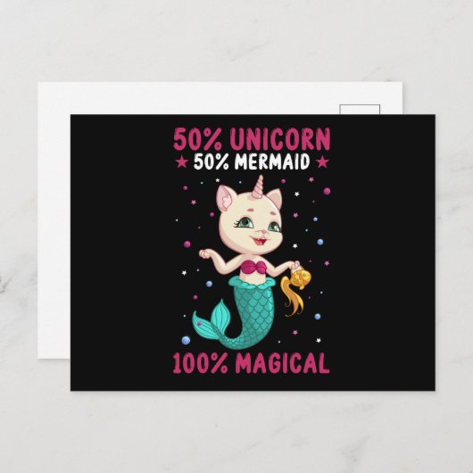 Half Unicorn Half Mermaid Briefkaart (Voorkant / Achterkant)