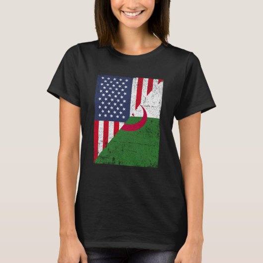 Half USA Flag Half Albania Flag American Albanian  T-shirt (Voorkant)
