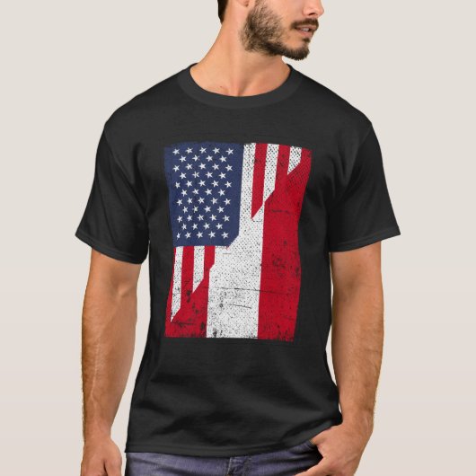 Half USA Flag Half Austria Flag American Austrian T-shirt (Voorkant)
