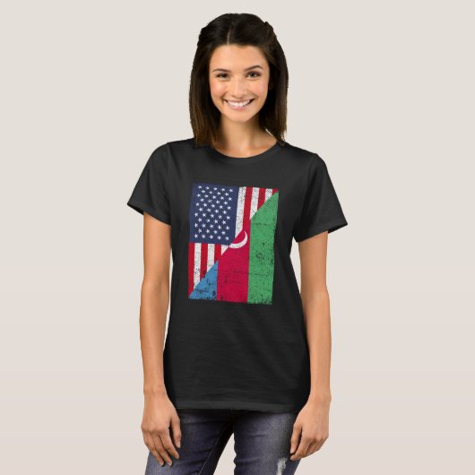 Half USA Flag Half Azerbaijan Flag American Azerba T-shirt (Voorkant volledig)