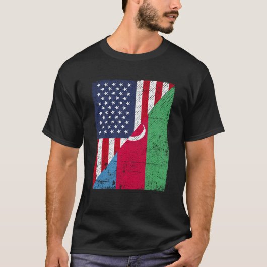 Half USA Flag Half Azerbaijan Flag American Azerba T-shirt (Voorkant)