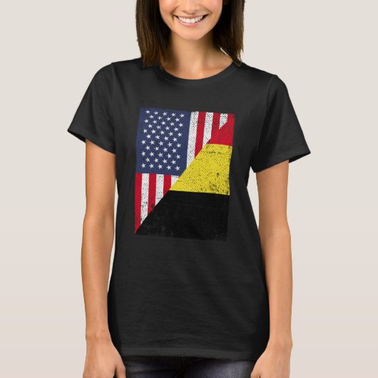 Half USA Flag Half Belgium Flag American Belgian T-shirt (Voorkant)