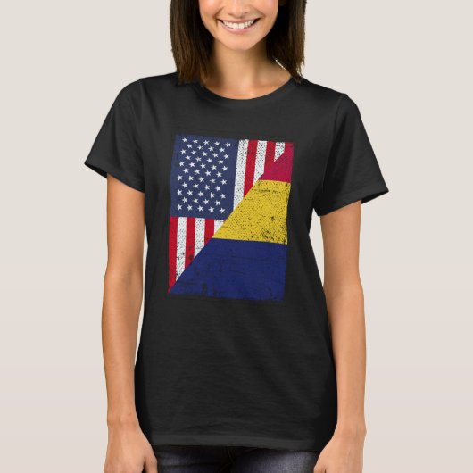 Half USA Flag Half Chad Flag American Chadian T-shirt (Voorkant)