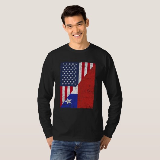 Half USA Flag Half Chile Flag American Chilean T-shirt (Voorkant volledig)