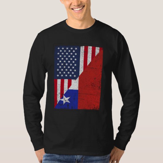 Half USA Flag Half Chile Flag American Chilean T-shirt (Voorkant)