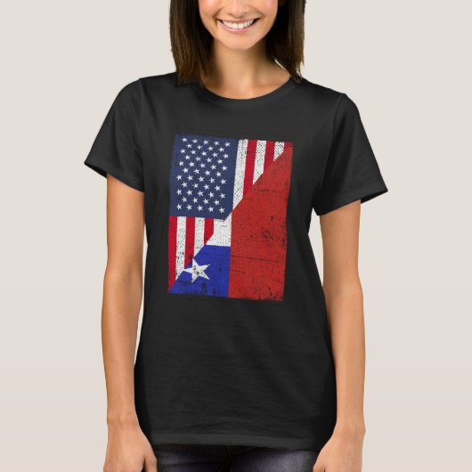 Half USA Flag Half Chile Flag American Chilean T-shirt (Voorkant)