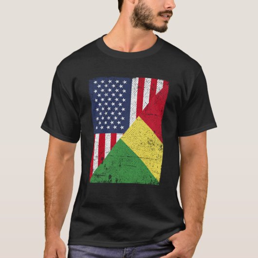 Half USA Flag Half Congo Flag American Congolese T-shirt (Voorkant)