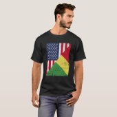 Half USA Flag Half Congo Flag American Congolese T-shirt (Voorkant volledig)