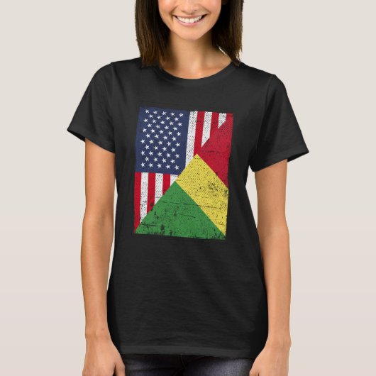 Half USA Flag Half Congo Flag American Congolese T-shirt (Voorkant)