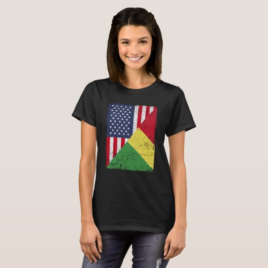 Half USA Flag Half Congo Flag American Congolese T-shirt (Voorkant volledig)