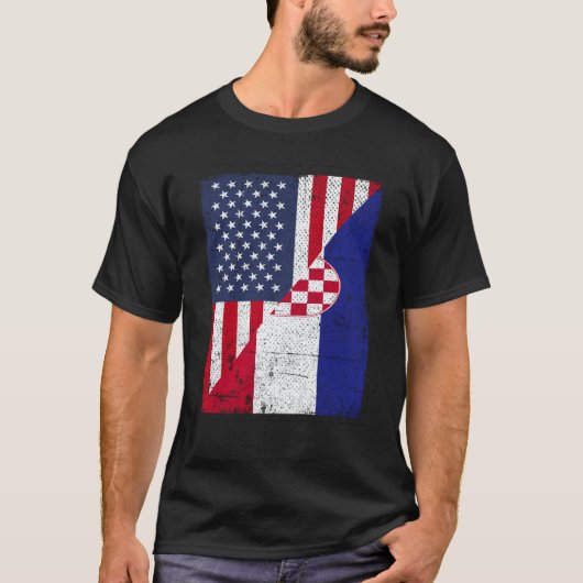 Half USA Flag Half Croatia Flag American Croatian T-shirt (Voorkant)