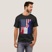 Half USA Flag Half Croatia Flag American Croatian T-shirt (Voorkant volledig)